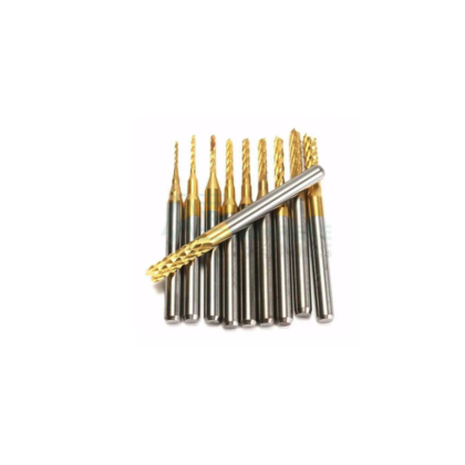 0.8-3.175mm Titanium Coated Carbide Flat End Mill, 3.175 Shank, Two Flute – 10PCS